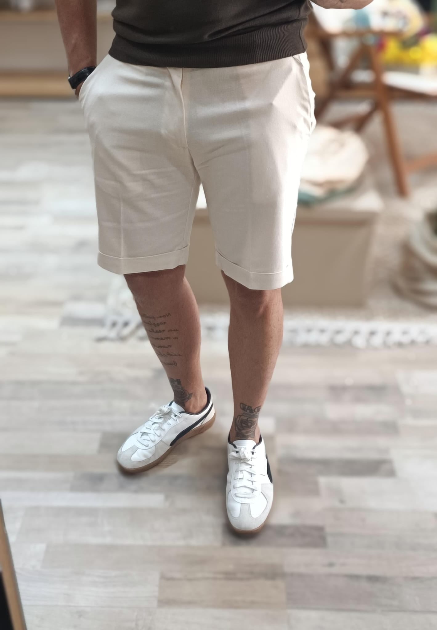 Bermuda lino con elastico posteriore - Wardrobe Men AversaWardrobe Men Aversa