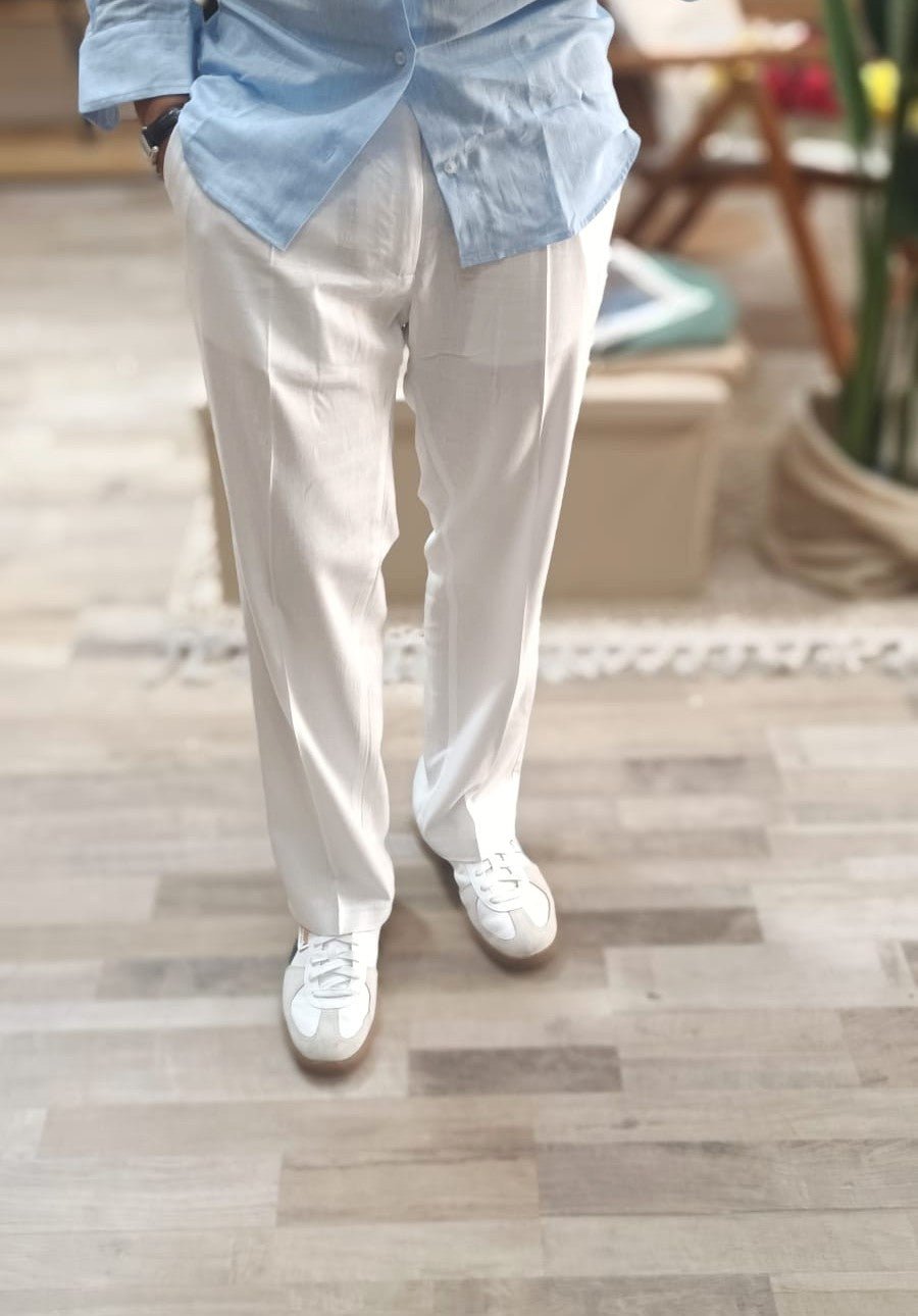 Pantalone in lino fondo comodo | made in Italy - Wardrobe Men AversaWardrobe Men Aversa