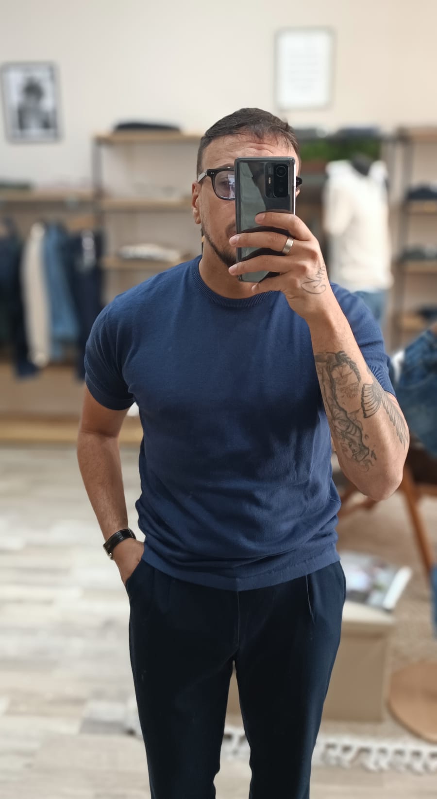 T-shirt in filo con balze alle maniche - Wardrobe Men AversaWardrobe Men Aversa