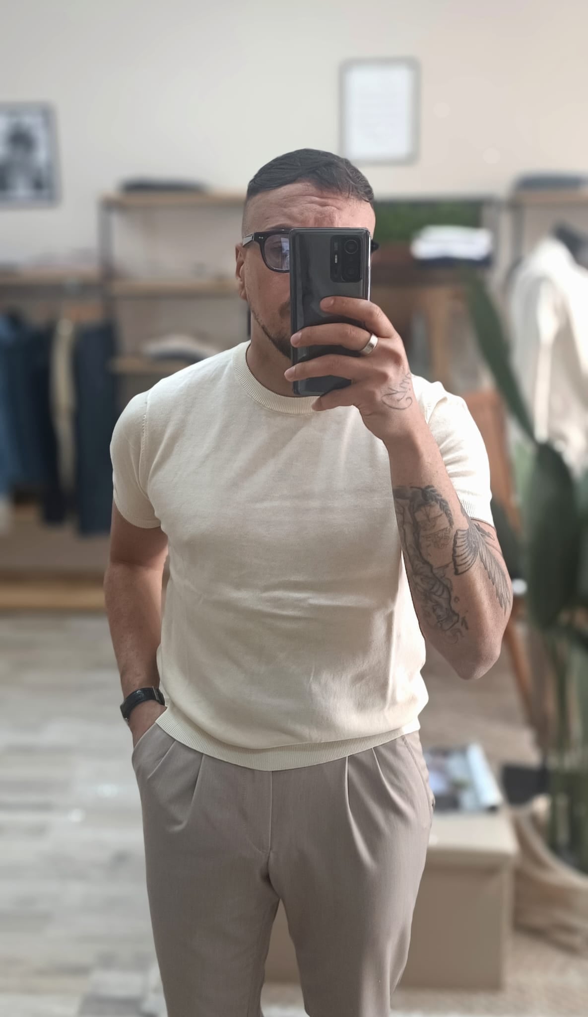 T-Shirt in filo con bordi a contrasto slim fit uomo - Wardrobe Men AversaWardrobe Men Aversa